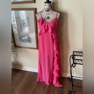 New PROMESA Cascade Ruffle Maxi Dress in Pink ~ M